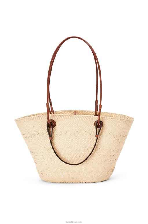 Loewe iraca palmiye ve dana derisinden anagram sepet çantası 0260018 kadınlar doğal/ten rengi