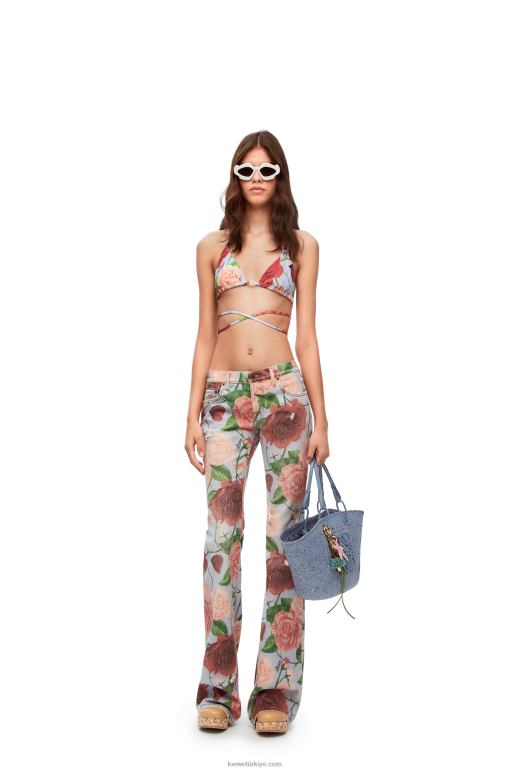 Loewe iraca palmiye ve dana derisinden anagram sepet çantası 026001 kadınlar kot mavisi