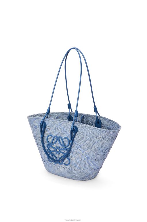 Loewe iraca palmiye ve dana derisinden anagram sepet çantası 026001 kadınlar kot mavisi