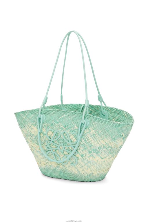 Loewe iraca palmiye ve dana derisinden anagram sepet çantası 0260055 kadınlar taze nane