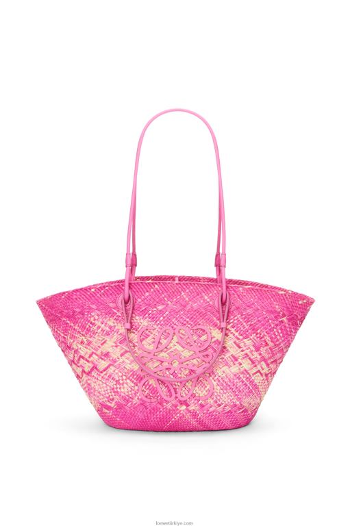 Loewe iraca palmiye ve dana derisinden anagram sepet çantası 0260070 kadınlar fuşya
