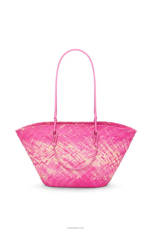 Loewe iraca palmiye ve dana derisinden anagram sepet çantası 0260070 kadınlar fuşya