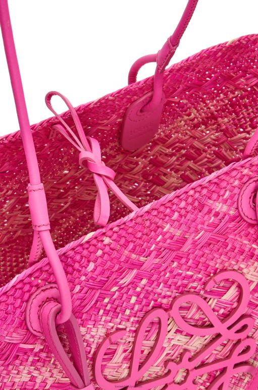Loewe iraca palmiye ve dana derisinden anagram sepet çantası 0260070 kadınlar fuşya