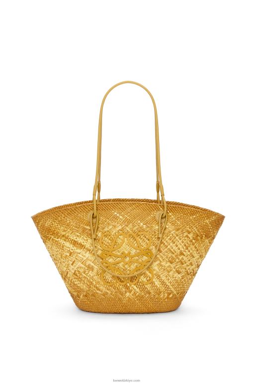 Loewe iraca palmiye ve dana derisinden anagram sepet çantası 026007 kadınlar okra