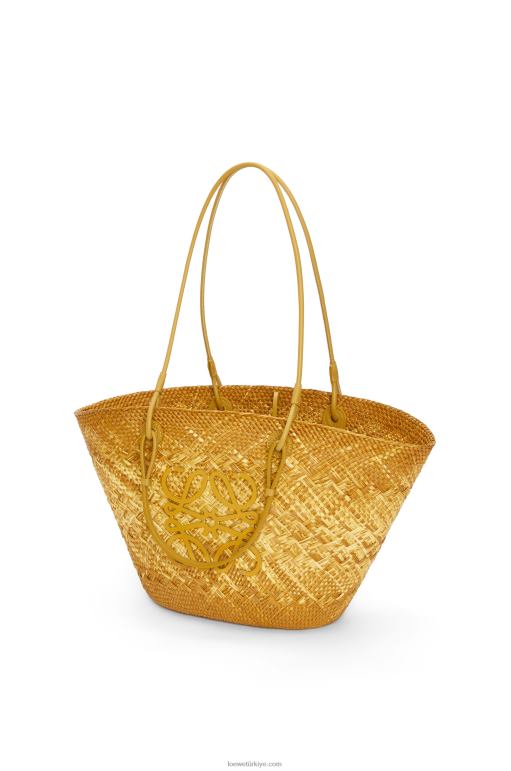 Loewe iraca palmiye ve dana derisinden anagram sepet çantası 026007 kadınlar okra
