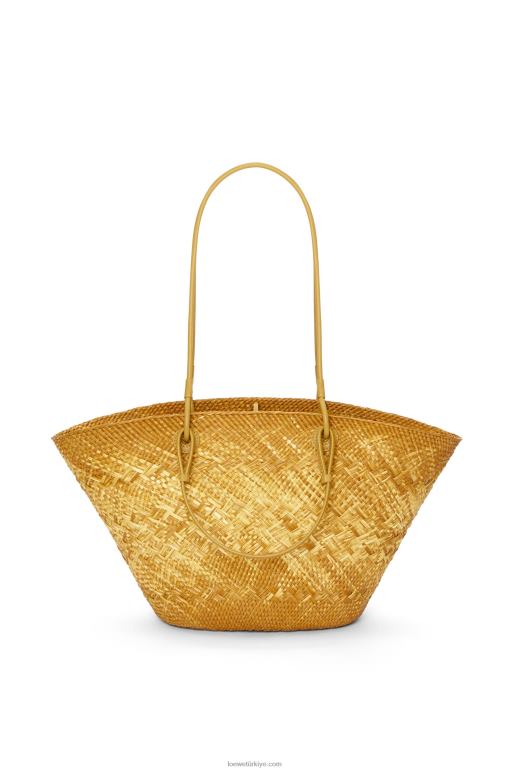Loewe iraca palmiye ve dana derisinden anagram sepet çantası 026007 kadınlar okra