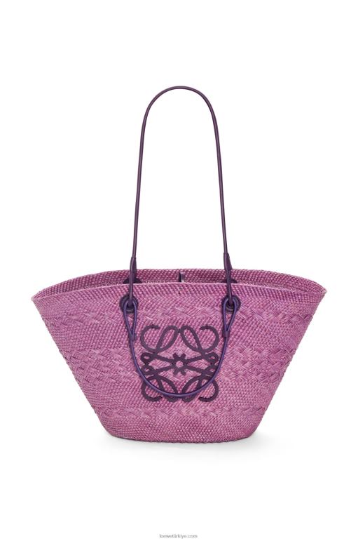 Loewe iraca palmiye ve dana derisinden anagram sepet çantası 0260083 kadınlar mor