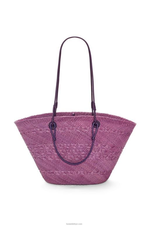 Loewe iraca palmiye ve dana derisinden anagram sepet çantası 0260083 kadınlar mor