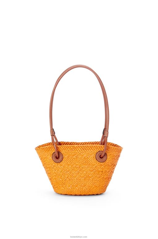 Loewe iraca palmiye ve dana derisinden mini anagram sepet çantası 0260097 kadınlar turuncu/ten rengi