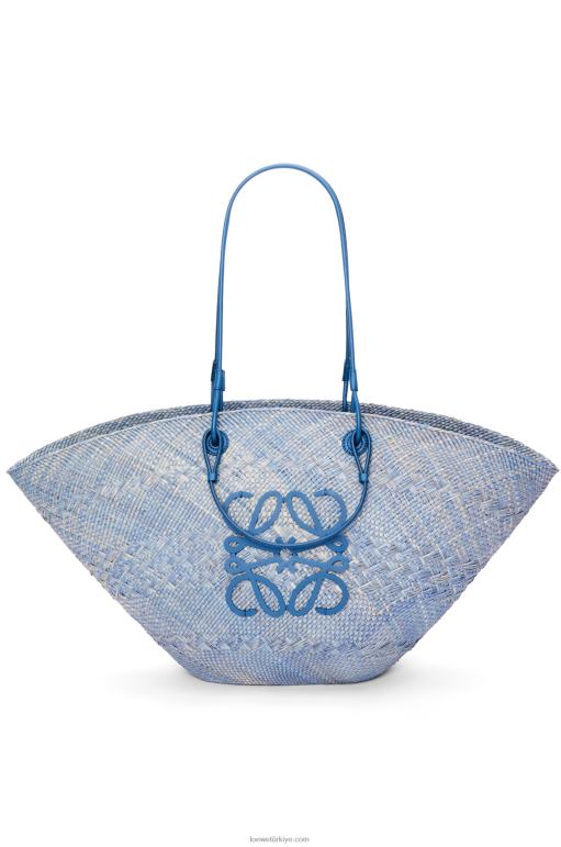 Loewe iraca palmiyesi ve dana derisinden büyük anagram sepet çantası 026002 kadınlar kot mavisi