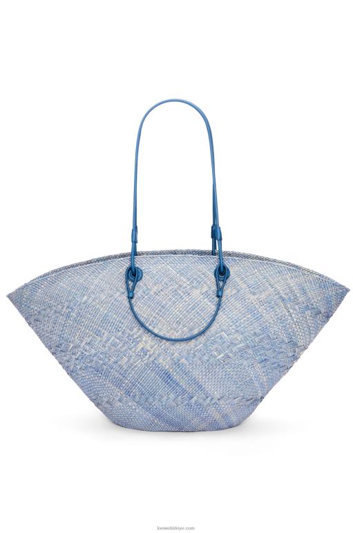 Loewe iraca palmiyesi ve dana derisinden büyük anagram sepet çantası 026002 kadınlar kot mavisi