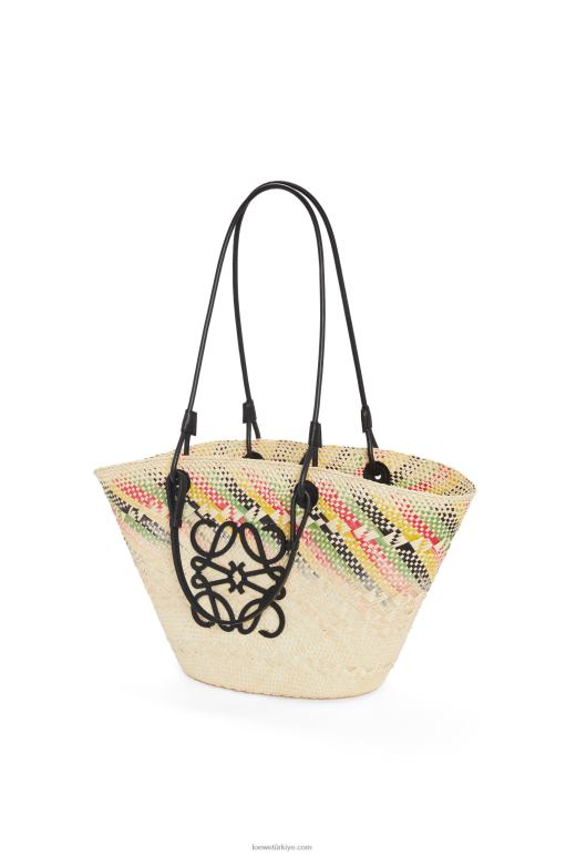 Loewe iraca palmiyesi ve dana derisinden küçük gökkuşağı anagram sepeti 0260043 kadınlar doğal/çok renkli