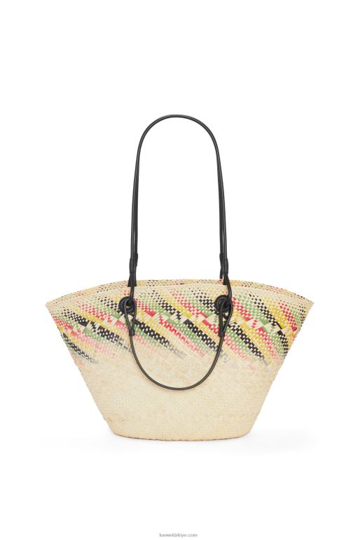 Loewe iraca palmiyesi ve dana derisinden küçük gökkuşağı anagram sepeti 0260043 kadınlar doğal/çok renkli