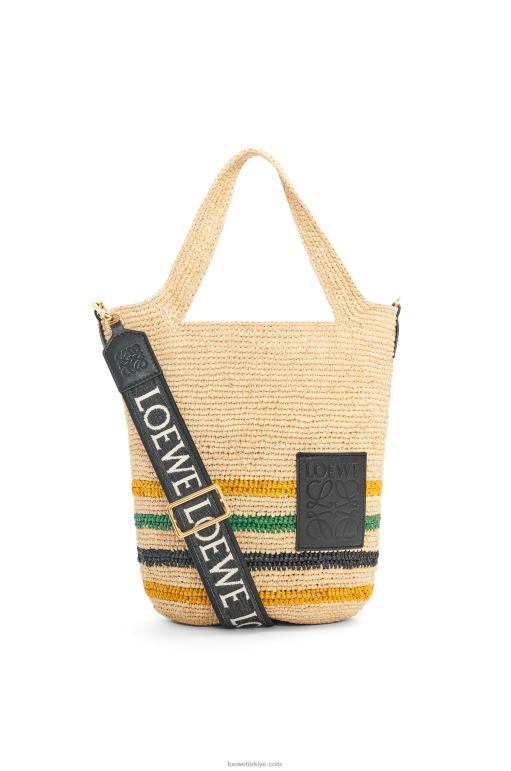 Loewe çizgili rafya ve dana derisinden mini yırtmaçlı çanta 0260026 kadınlar doğal/çok renkli