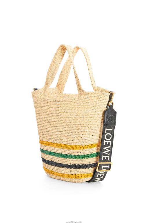 Loewe çizgili rafya ve dana derisinden mini yırtmaçlı çanta 0260026 kadınlar doğal/çok renkli