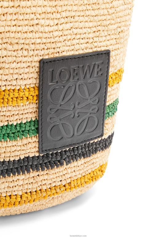 Loewe çizgili rafya ve dana derisinden mini yırtmaçlı çanta 0260026 kadınlar doğal/çok renkli
