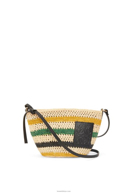 Loewe çizgili rafya ve dana derisinden poşet 0260025 kadınlar doğal/çok renkli
