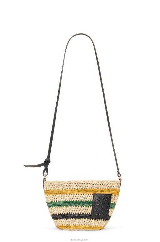 Loewe çizgili rafya ve dana derisinden poşet 0260025 kadınlar doğal/çok renkli
