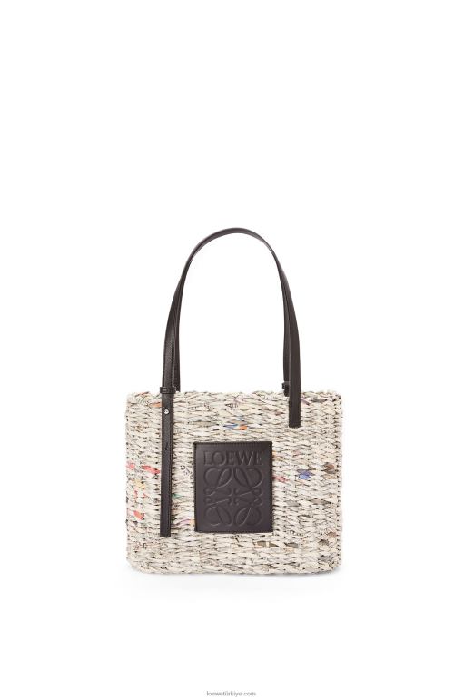 Loewe kağıt ve dana derisinden küçük gazete kare sepet çanta 02600100 kadınlar siyah/çok renkli