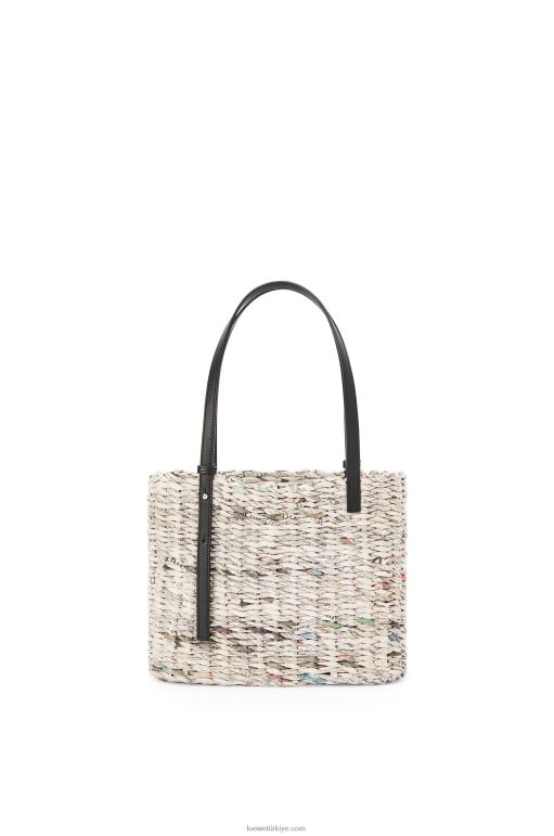 Loewe kağıt ve dana derisinden küçük gazete kare sepet çanta 02600100 kadınlar siyah/çok renkli