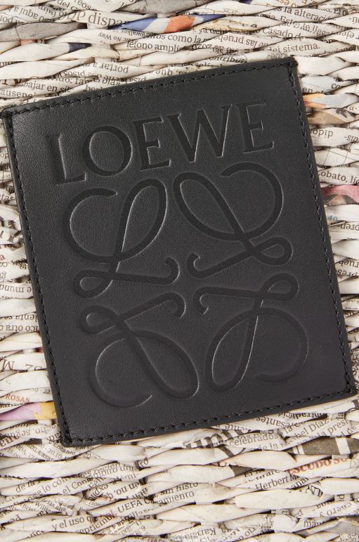 Loewe kağıt ve dana derisinden küçük gazete kare sepet çanta 02600100 kadınlar siyah/çok renkli