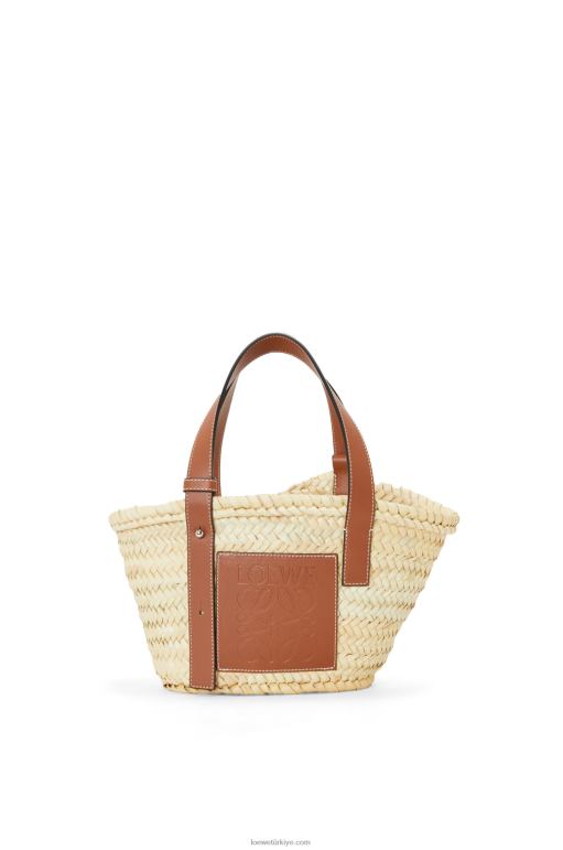Loewe palmiye yaprağı ve dana derisinden küçük sepet çanta 0260020 kadınlar doğal/ten rengi