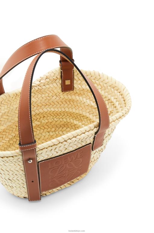 Loewe palmiye yaprağı ve dana derisinden küçük sepet çanta 0260020 kadınlar doğal/ten rengi
