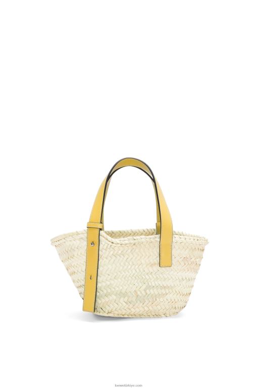 Loewe palmiye yaprağı ve dana derisinden küçük sepet çanta 0260050 kadınlar koyu sarı