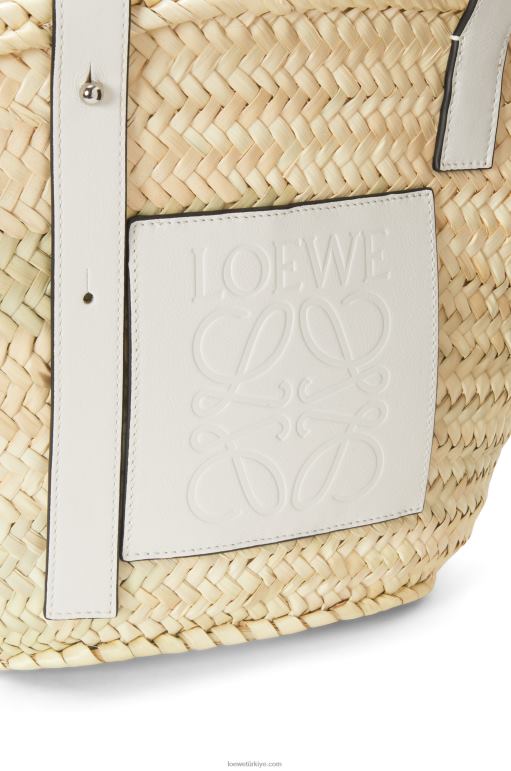 Loewe palmiye yaprağı ve dana derisinden sepet çanta 0260049 kadınlar doğal beyaz
