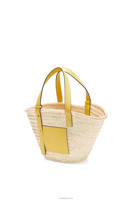 Loewe palmiye yaprağı ve dana derisinden sepet çanta 0260051 kadınlar koyu sarı