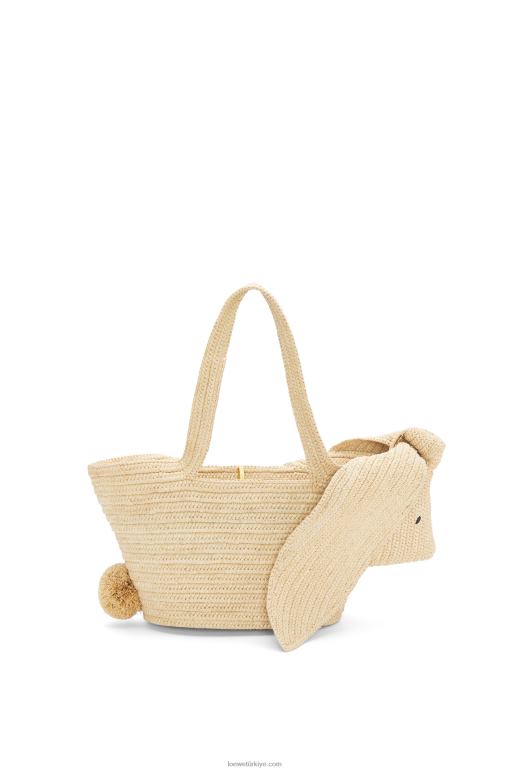 Loewe rafya ve dana derisinden küçük tavşan sepet çantası 0260078 kadınlar doğal
