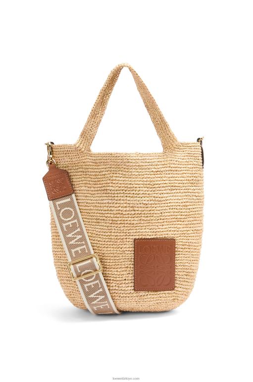 Loewe rafya ve dana derisinden mini yırtmaçlı çanta 0260010 kadınlar doğal/ten rengi
