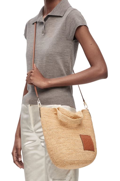 Loewe rafya ve dana derisinden mini yırtmaçlı çanta 0260010 kadınlar doğal/ten rengi