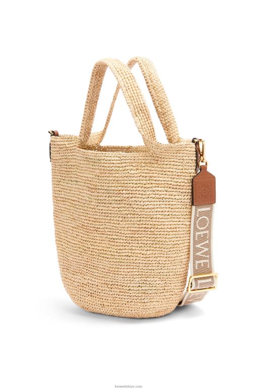 Loewe rafya ve dana derisinden mini yırtmaçlı çanta 0260010 kadınlar doğal/ten rengi