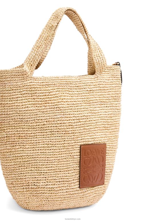 Loewe rafya ve dana derisinden mini yırtmaçlı çanta 0260010 kadınlar doğal/ten rengi