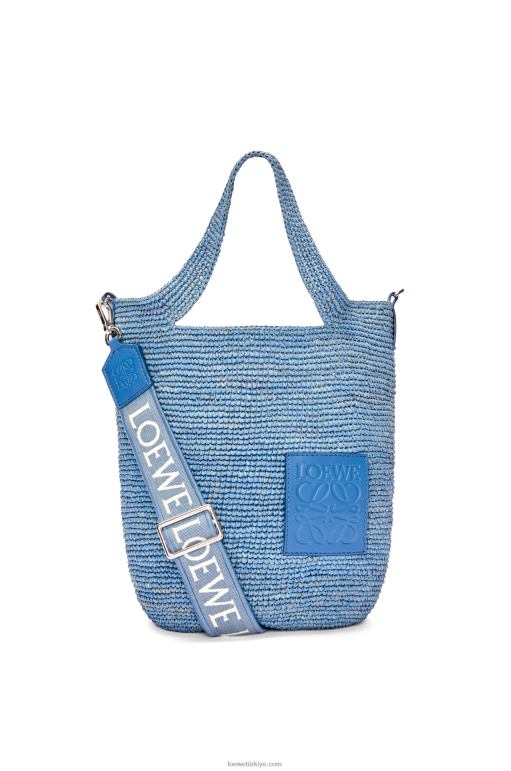 Loewe rafya ve dana derisinden mini yırtmaçlı çanta 026004 kadınlar kot mavisi