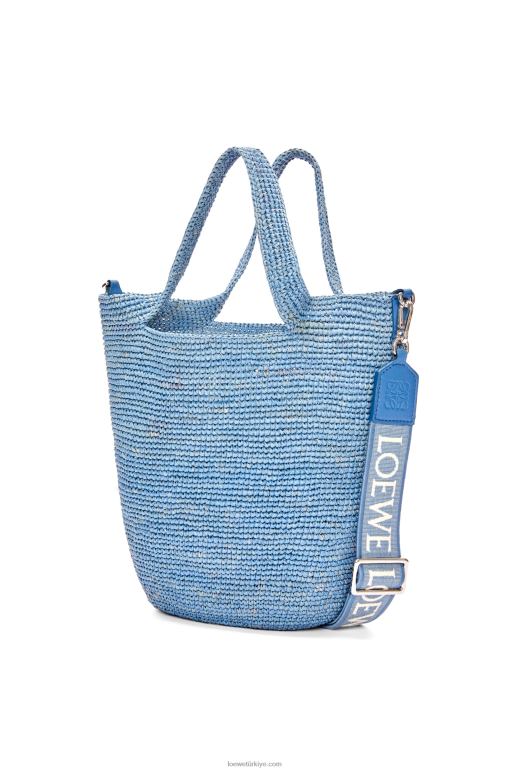 Loewe rafya ve dana derisinden mini yırtmaçlı çanta 026004 kadınlar kot mavisi