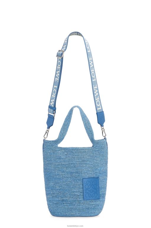 Loewe rafya ve dana derisinden mini yırtmaçlı çanta 026004 kadınlar kot mavisi