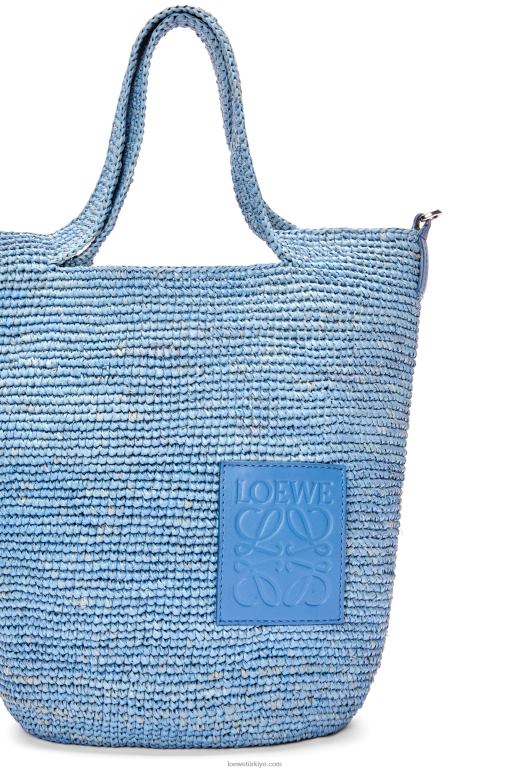 Loewe rafya ve dana derisinden mini yırtmaçlı çanta 026004 kadınlar kot mavisi