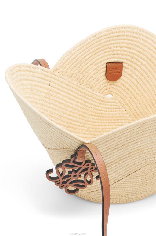 Loewe rafya ve dana derisinden petal sepet çanta 0260061 kadınlar doğal/ten rengi