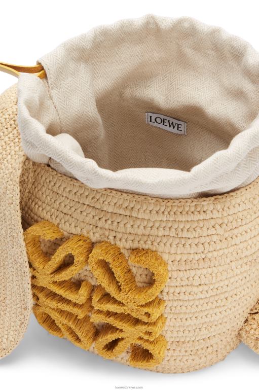 Loewe rafya ve dana derisinden tavşan kovası 0260098 kadınlar doğal