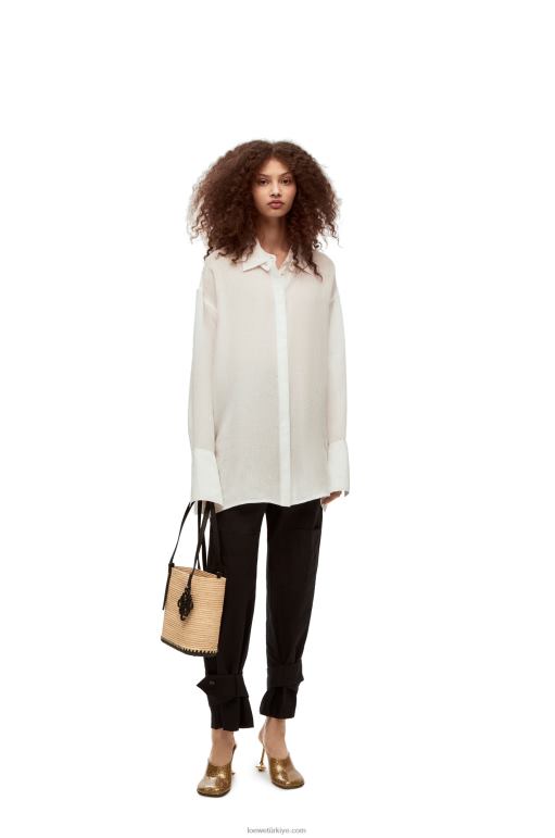 Loewe rafya ve kauçuktan küçük kare sepet çanta 0260045 kadınlar doğal/siyah