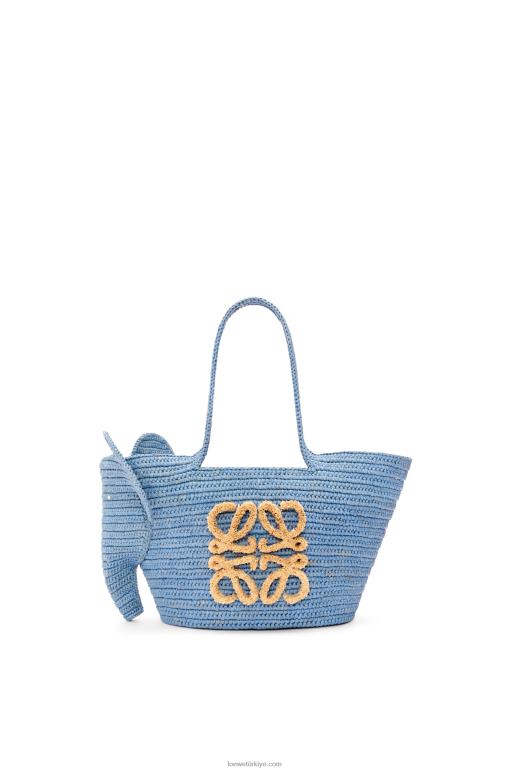 Loewe rafyada küçük fil sepet çantası 0260077 kadınlar kot mavisi