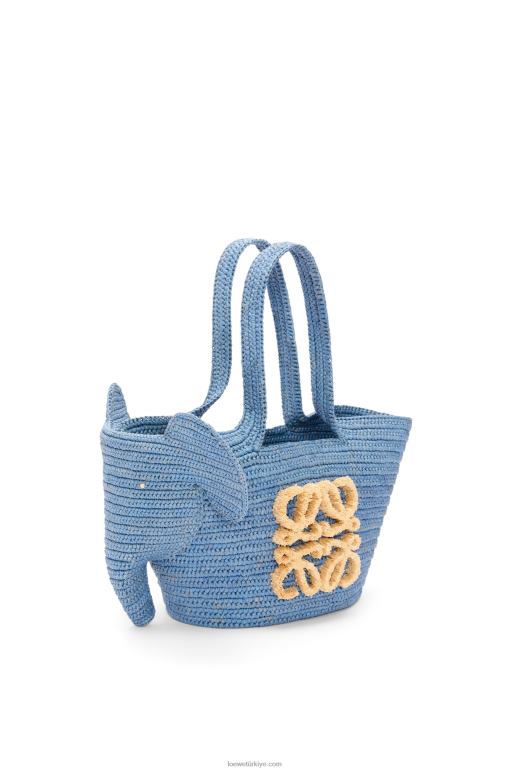 Loewe rafyada küçük fil sepet çantası 0260077 kadınlar kot mavisi