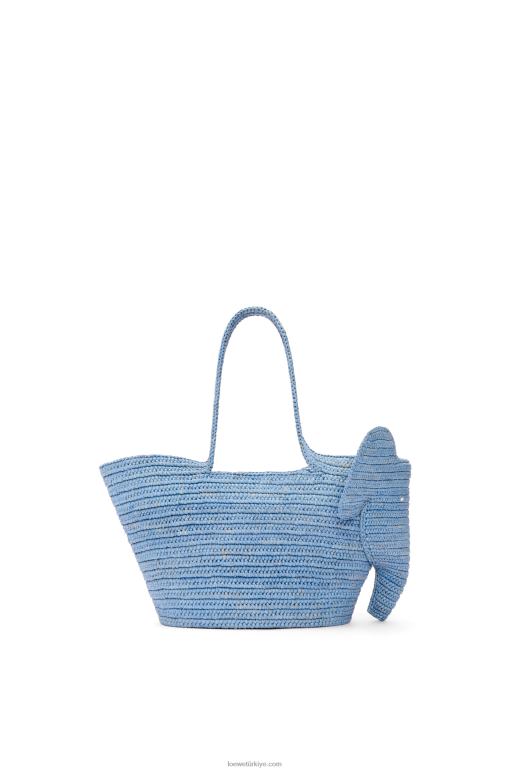 Loewe rafyada küçük fil sepet çantası 0260077 kadınlar kot mavisi