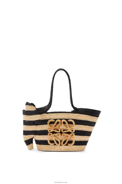 Loewe rafyada küçük fil sepeti 02600107 kadınlar doğal/siyah