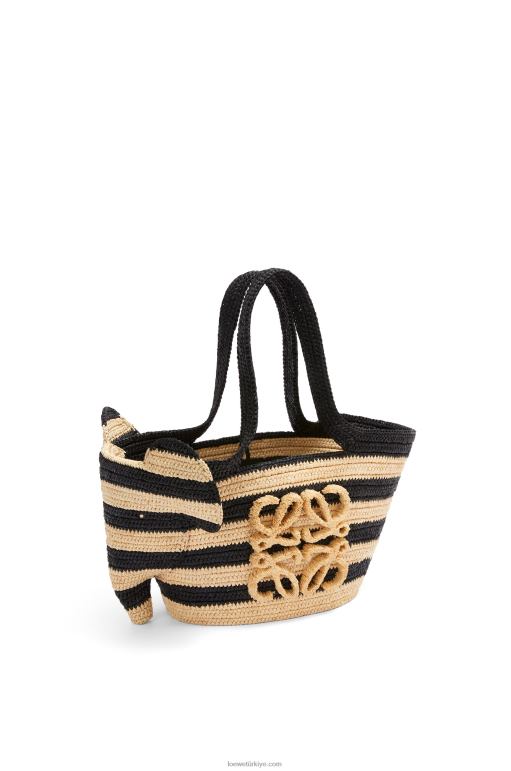 Loewe rafyada küçük fil sepeti 02600107 kadınlar doğal/siyah