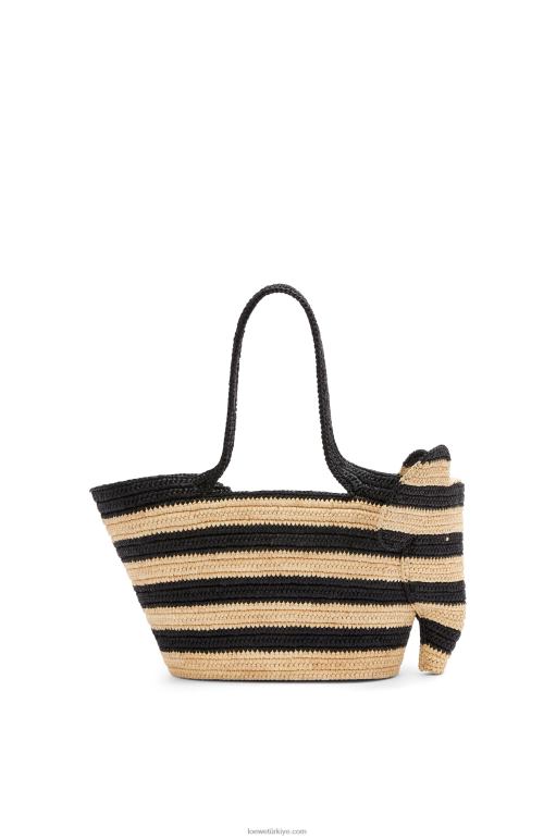 Loewe rafyada küçük fil sepeti 02600107 kadınlar doğal/siyah