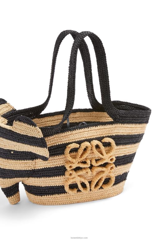 Loewe rafyada küçük fil sepeti 02600107 kadınlar doğal/siyah