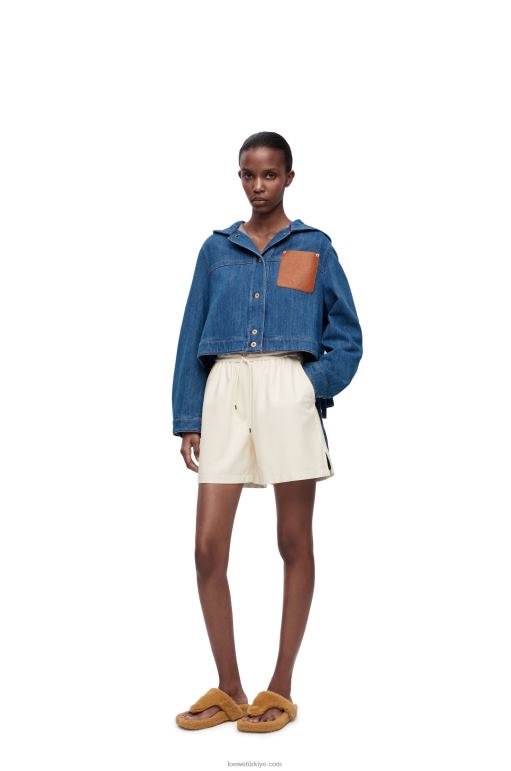 Loewe Kısaltılmış denim iş giysisi ceketi 026001162 kadınlar Mavi kırmızı
